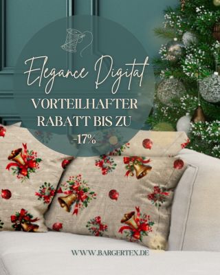 Entdecken Sie den Stoff Elegance Digital mit wunderschönen winterlichen Motiven.🎄 Dekorative Muster – ideal zum Nähen von...